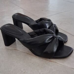 Schutz Black Leather Women's Heeled Sandals Size 8.5 M